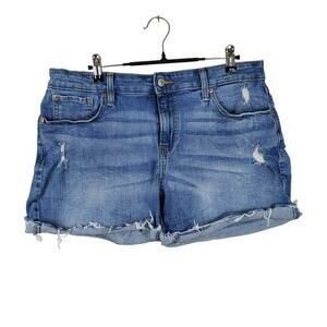 Levi's Womens Raw Hem Jean Shorts Size 12 Denim Distressed Mid Rise